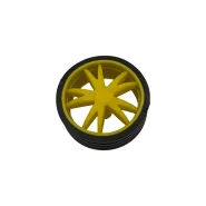 چرخ ربات با شفت دوسرتخت مخصوص گیربکس زرد پلاستیکی