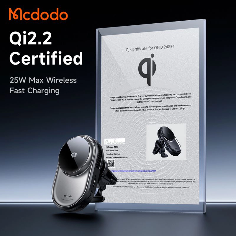 هولدر دریچه کولری وایرلس شارژ مگ سیف 25 واتی مک دودو مدل Mcdodo MagQ Ultra Qi2.2 8400