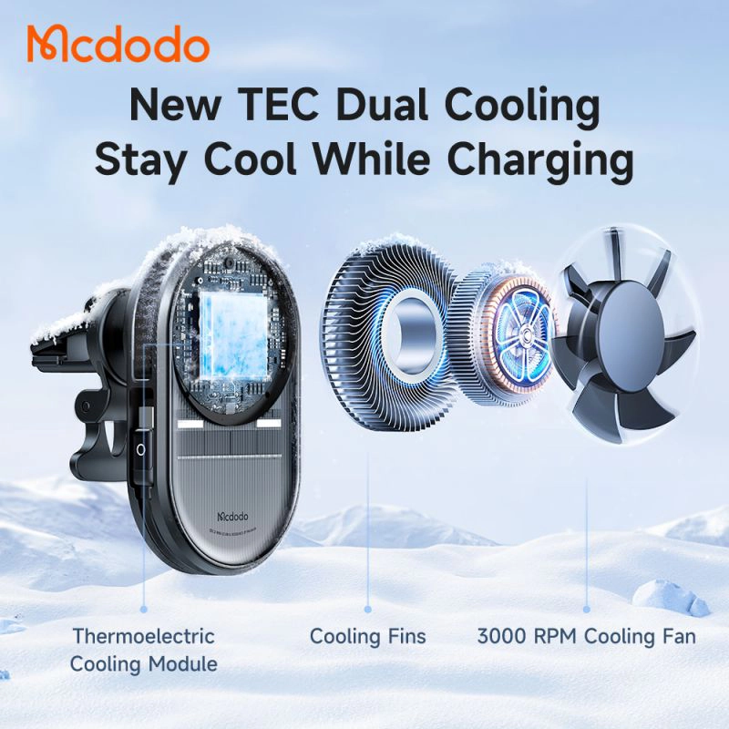 هولدر دریچه کولری وایرلس شارژ مگ سیف 25 واتی مک دودو مدل Mcdodo MagQ Ultra Qi2.2 8400